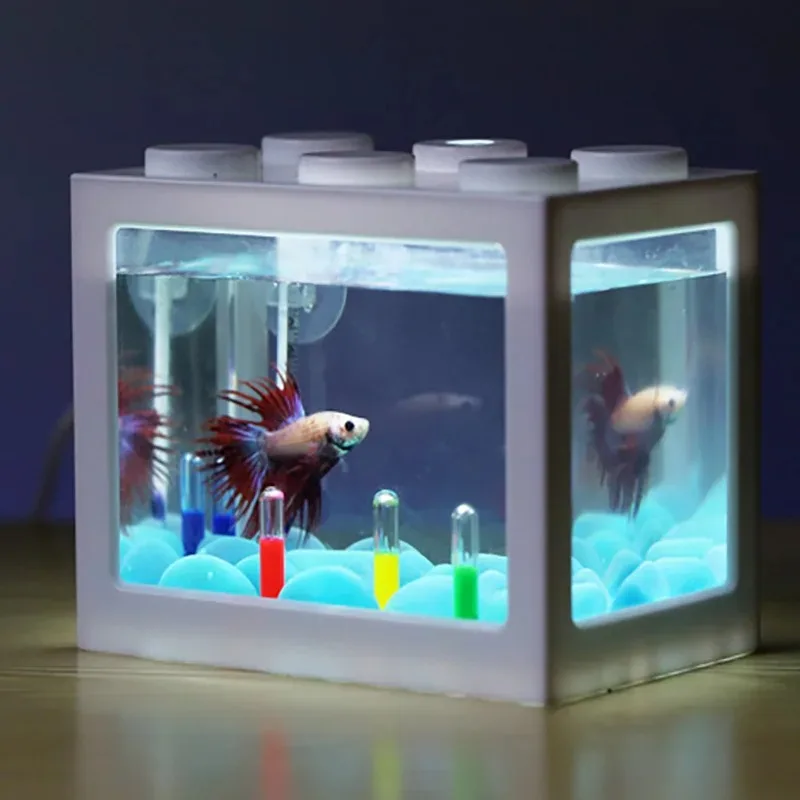 1l usb led desktop mini aquári - Betta Fish Tank avaliação e preço